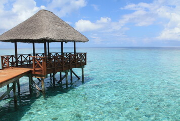 Houses on the water. Amazing Maldives. Beautiful clear water.