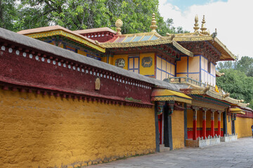 Norbulingka Summer palade of Dalai Lama in Lhasa, Tibet, surrounding wall view