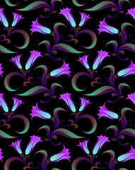Seamless pattern with bright night flowers

