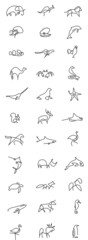 Animals Line Art Vector. illustration, white, abstract, pattern, silhouette, icon, design, art, symbol, isolated, black, paper, graphic.
