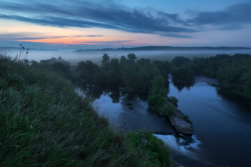 Ishutinsky settlement and floodplain of the river Beautiful Sword. Russia, Tula region, June 2020