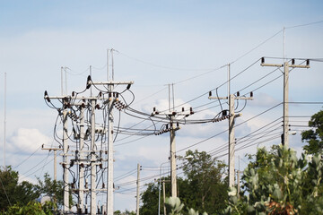 electric post with blue sky