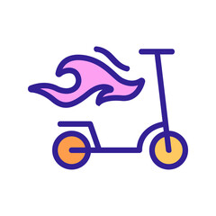 scooter and flame icon vector. scooter and flame sign. isolated color symbol illustration