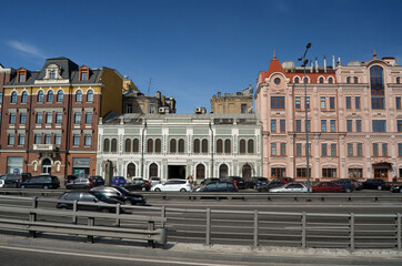 Fototapeta na wymiar Historical area early morning at spring. Downtown. Kiev,Ukraine