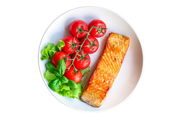 fried salmon barbecue grill Menu concept serving size. food background top view copy space for text...