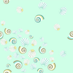 Vector seamless pattern with shells. Modern abstract design for paper, cover, fabric, interior decor and other users.