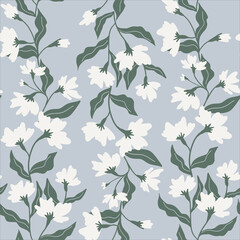 Seamless floral pattern. Fabric design with simple flowers. Vector cute repeated pattern for fabric, wallpaper or wrap paper