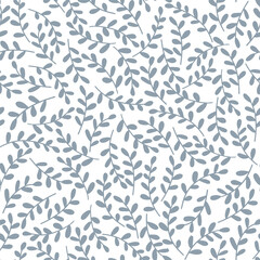 Floral seamless pattern in hand-drawn style. Flowers in white background. Simple fabric design. Vector illustration.