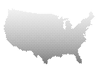 United States of America. Dotted halftone map of USA. Simple flat vector illustration