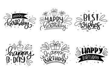Happy Birthday Lettering Card Design. Happy Birthday Modern Brush Typography lettering. Greeting card. Vector illustration.