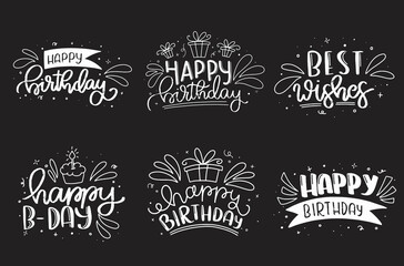 Fototapeta premium Happy Birthday Lettering Card Design. Happy Birthday Modern Brush Typography lettering. Greeting card. Vector illustration.