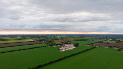 Aeiral view of Farmland with clouds from drone