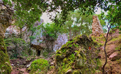Ruins of an ancient Byzantine fortress in the Aspromonte national park.