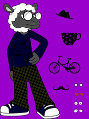 cool sheep hipster style set collection in vector format