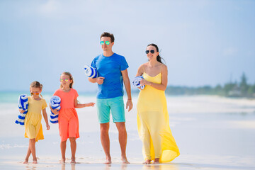 Young family on vacation have a lot of fun