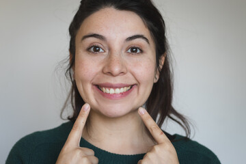 portrait of young south american woman smiling