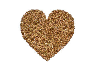 heart symbol made of green buckwheat