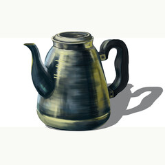 illustration of an old iron jug gray