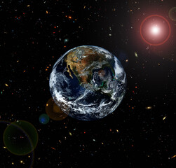 View of the planet earth from space. Gas, nebula, stars. The elements of this image furnished by NASA.