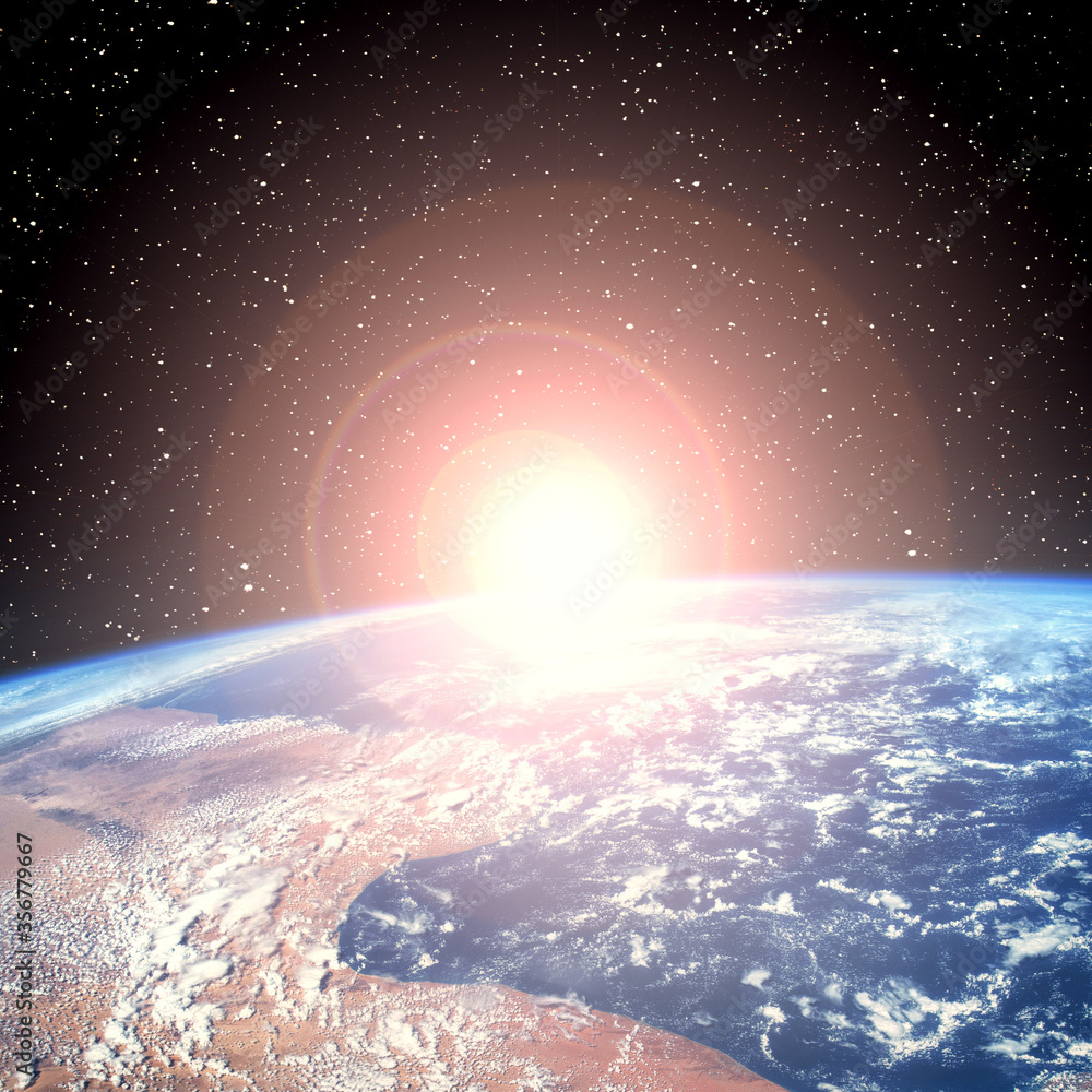 Canvas Prints sunrise, view from space. the elements of this image furnished by nasa.