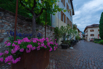 Fototapeta na wymiar The beautiful old town of Appiano in Italian South Tyrol.