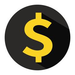 Colorful dollar sign icon with long shadow effect