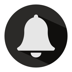 Naklejka premium Bell or notification icon with long shadow effect