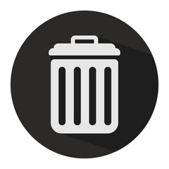 Trash can icon with long shadow effect