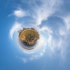 Little planet transformation of spherical panorama 360 degrees. Spherical abstract aerial view in...