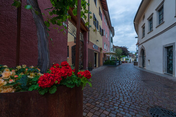 Fototapeta na wymiar The beautiful old town of Appiano in Italian South Tyrol.