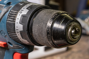 Fototapeta na wymiar Close up of chuck on power drill