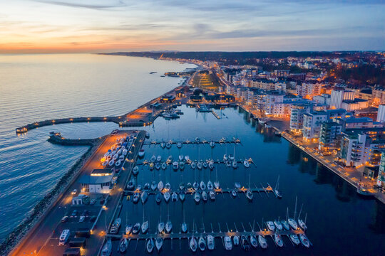 aerial sunset view of Helsingborg, Sweden