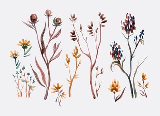 Watercolor flowers vintage