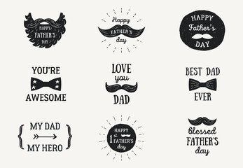 Happy Fathers Day Banners or Badges. Stories Overlay Set. Retro Style. Vector Design - 356789446