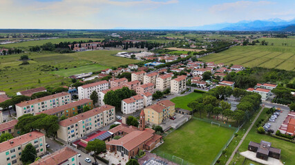 Fototapeta na wymiar Amazing aerial view of Pisa, famous town of Tuscany