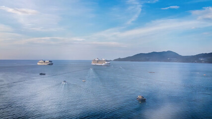 Amazing aerial view of beautiful Patong Beach in Phuket, Thailand