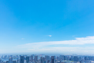 (東京都-風景パノラマ)青空とお台場方面風景３