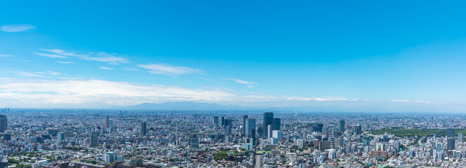 Obraz na płótnie Canvas (東京都-風景パノラマ)青空と渋谷方面風景１