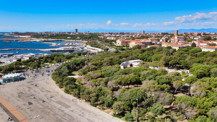 Obraz premium Amazing aerial view of Livorno coastline, Tuscany