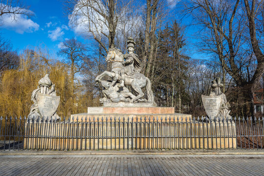 King Jan III Sobieski statue in Lazienki park in Warsaw, capital city of Poland