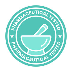 Pharmaceutical tested product stamp label - flat colour icon for apps or websites