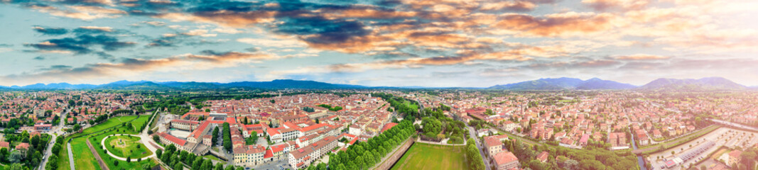Fototapeta na wymiar Amazing aerial view of Lucca, famous town of Tuscany