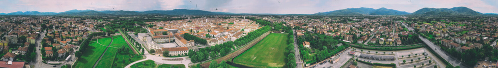Fototapeta na wymiar Amazing aerial view of Lucca, famous town of Tuscany
