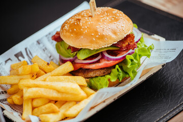 burger and fries