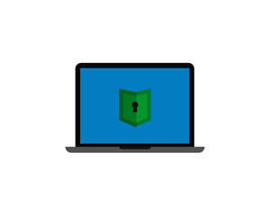 laptop security vector icon - notebook pc security lock icon for web, app, software - virus protection, hacking, anti malware, privacy, security concept