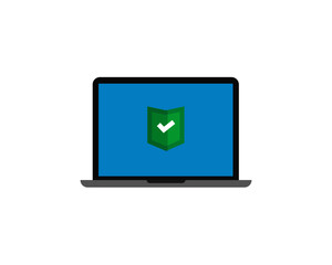 laptop security vector icon - notebook pc security lock icon for web, app, software - virus protection, hacking, anti malware, privacy, security concept