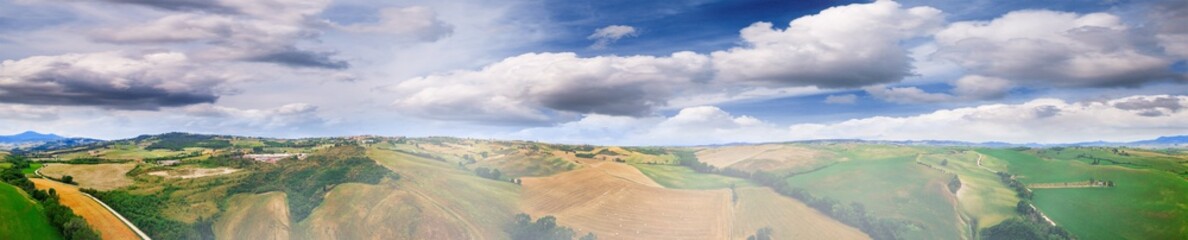 Fototapeta premium Amazing aerial view of beautiful Tuscany Hills in spring season, Italy