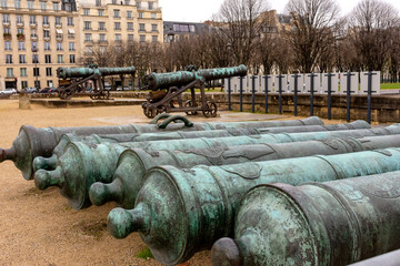 Old cannons on the grounds of Les Invalides in Paris