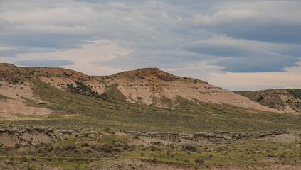 mountain landscape with blue sky and clouds
