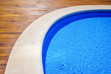 Outdoor children's pool with copy space without anyone, in the sun.